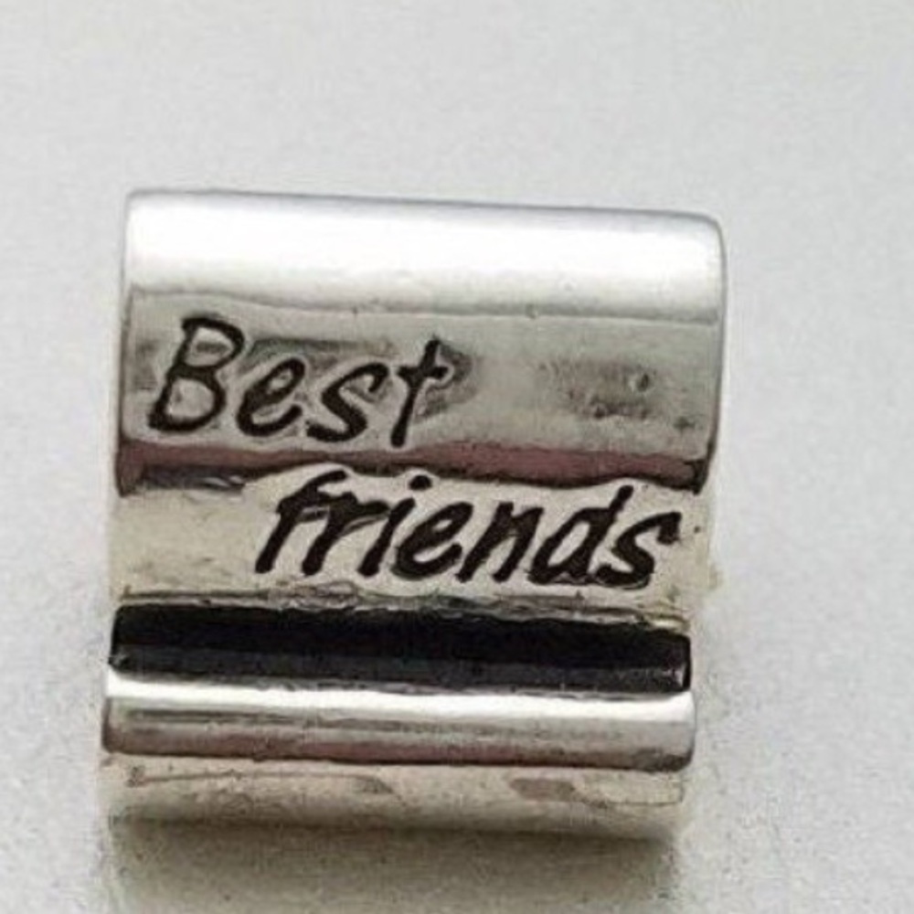 "Best Friends" Sterling silver scroll charm Bead